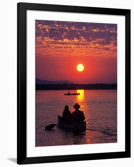 Canoeing at Sun Rise on the Zambezi River-John Warburton-lee-Framed Photographic Print