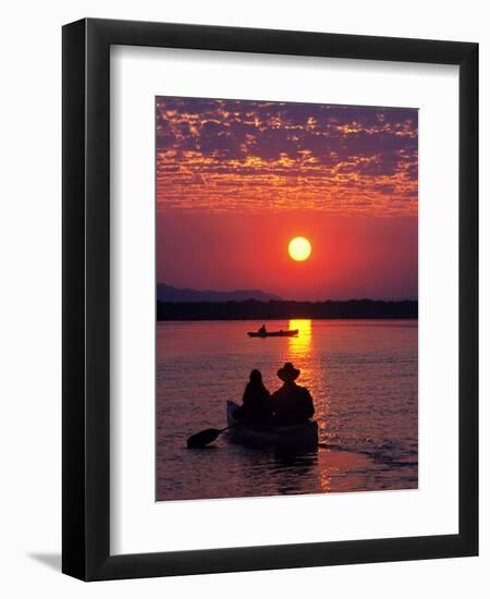 Canoeing at Sun Rise on the Zambezi River-John Warburton-lee-Framed Photographic Print