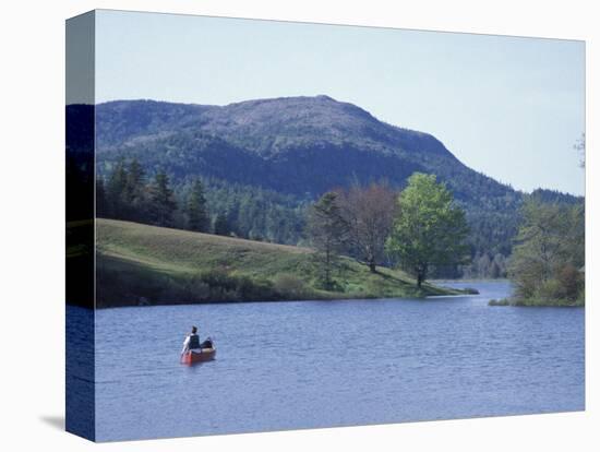 Canoeing on Little Long Pond, Parkman Mountain Spring, Maine, USA-Jerry & Marcy Monkman-Stretched Canvas