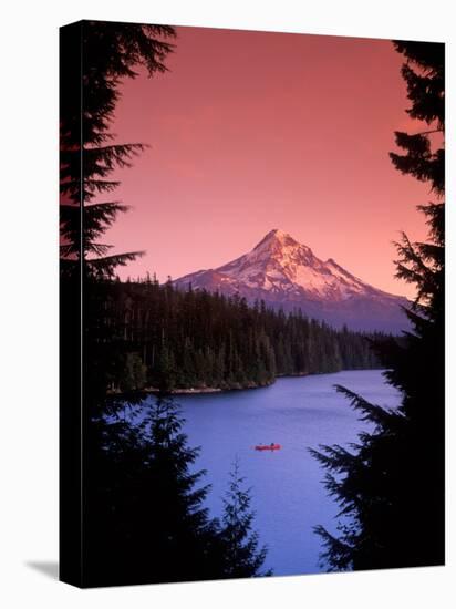 Canoeing on Lost Lake in the Mt. Hood National Forest, Oregon, USA-Janis Miglavs-Stretched Canvas