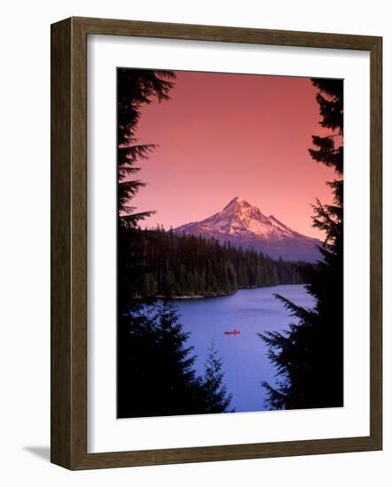 Canoeing on Lost Lake in the Mt. Hood National Forest, Oregon, USA-Janis Miglavs-Framed Photographic Print