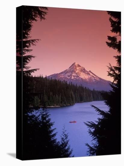 Canoeing on Lost Lake in the Mt Hood National Forest, Oregon, USA-Janis Miglavs-Stretched Canvas
