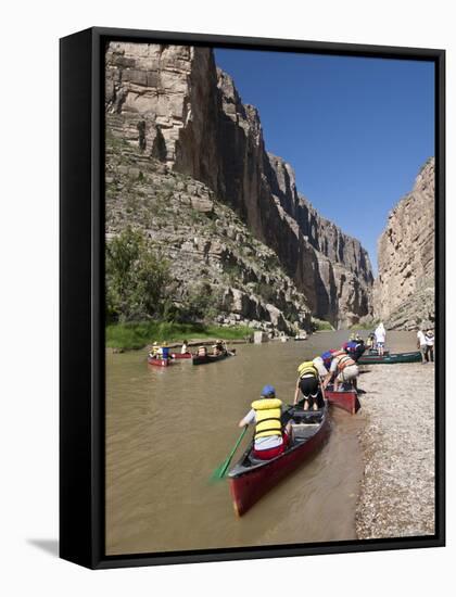 Canoeing Rio Grande at Santa Elena Canyon, Big Bend National Park, Brewster, Texas, Usa-Larry Ditto-Framed Stretched Canvas