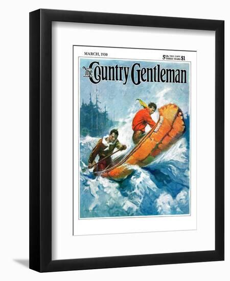 "Canoeing Through Rapids," Country Gentleman Cover, March 1, 1930-Frank Schoonover-Framed Giclee Print