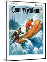 "Canoeing Through Rapids," Country Gentleman Cover, March 1, 1930-Frank Schoonover-Mounted Giclee Print