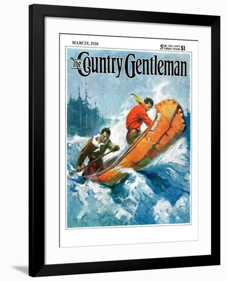 "Canoeing Through Rapids," Country Gentleman Cover, March 1, 1930-Frank Schoonover-Framed Giclee Print