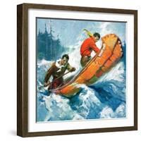 "Canoeing Through Rapids,"March 1, 1930-Frank Schoonover-Framed Giclee Print