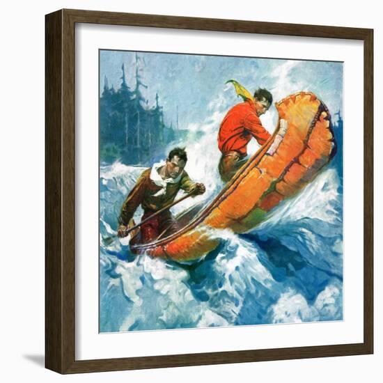 "Canoeing Through Rapids,"March 1, 1930-Frank Schoonover-Framed Giclee Print