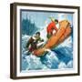 "Canoeing Through Rapids,"March 1, 1930-Frank Schoonover-Framed Giclee Print