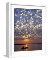 Canoeing under a Mackerel Sky at Dawn on the Zambezi River, Zambia-John Warburton-lee-Framed Photographic Print