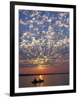 Canoeing under a Mackerel Sky at Dawn on the Zambezi River, Zambia-John Warburton-lee-Framed Photographic Print