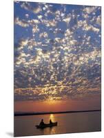 Canoeing under a Mackerel Sky at Dawn on the Zambezi River, Zambia-John Warburton-lee-Mounted Photographic Print