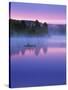 Canoeist on Lake at Sunrise, Algonquin Provincial Park, Ontario, Canada-Nancy Rotenberg-Stretched Canvas