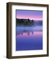 Canoeist on Lake at Sunrise, Algonquin Provincial Park, Ontario, Canada-Nancy Rotenberg-Framed Photographic Print