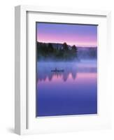 Canoeist on Lake at Sunrise, Algonquin Provincial Park, Ontario, Canada-Nancy Rotenberg-Framed Photographic Print