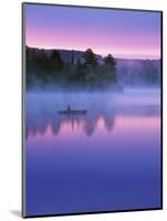 Canoeist on Lake at Sunrise, Algonquin Provincial Park, Ontario, Canada-Nancy Rotenberg-Mounted Photographic Print