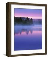 Canoeist on Lake at Sunrise, Algonquin Provincial Park, Ontario, Canada-Nancy Rotenberg-Framed Photographic Print