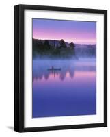 Canoeist on Lake at Sunrise, Algonquin Provincial Park, Ontario, Canada-Nancy Rotenberg-Framed Photographic Print