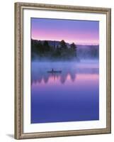 Canoeist on Lake at Sunrise, Algonquin Provincial Park, Ontario, Canada-Nancy Rotenberg-Framed Photographic Print