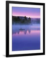 Canoeist on Lake at Sunrise, Algonquin Provincial Park, Ontario, Canada-Nancy Rotenberg-Framed Photographic Print