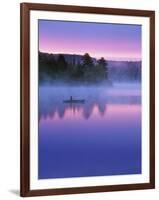 Canoeist on Lake at Sunrise, Algonquin Provincial Park, Ontario, Canada-Nancy Rotenberg-Framed Photographic Print