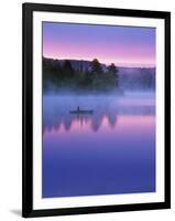 Canoeist on Lake at Sunrise, Algonquin Provincial Park, Ontario, Canada-Nancy Rotenberg-Framed Photographic Print