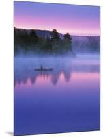 Canoeist on Lake at Sunrise, Algonquin Provincial Park, Ontario, Canada-Nancy Rotenberg-Mounted Photographic Print