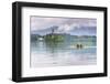 Canoeists on Lake Bled, Julian Alps, Gorenjska, Slovenia, Europe-Matthew Williams-Ellis-Framed Photographic Print