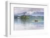 Canoeists on Lake Bled, Julian Alps, Gorenjska, Slovenia, Europe-Matthew Williams-Ellis-Framed Photographic Print