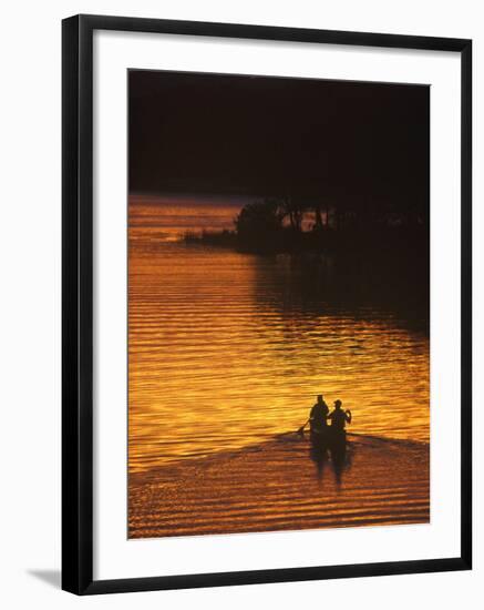 Canoers on Lake Metigoshe at Sunset, North Dakota, USA-Chuck Haney-Framed Photographic Print