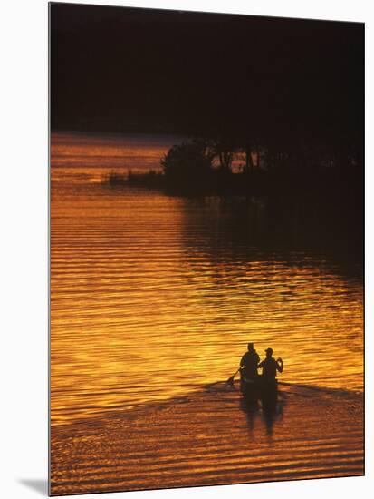 Canoers on Lake Metigoshe at Sunset, North Dakota, USA-Chuck Haney-Mounted Photographic Print