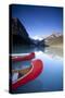 Canoes at Lake Louise, Canada-Lindsay Daniels-Stretched Canvas