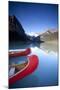 Canoes at Lake Louise, Canada-Lindsay Daniels-Mounted Photographic Print
