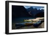 Canoes at Moraine Lake in Banff-W. Perry Conway-Framed Photographic Print