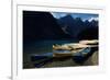 Canoes at Moraine Lake in Banff-W. Perry Conway-Framed Photographic Print