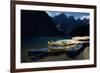 Canoes at Moraine Lake in Banff-W. Perry Conway-Framed Photographic Print