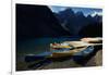 Canoes at Moraine Lake in Banff-W. Perry Conway-Framed Photographic Print