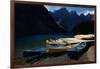 Canoes at Moraine Lake in Banff-W. Perry Conway-Framed Photographic Print