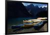 Canoes at Moraine Lake in Banff-W. Perry Conway-Framed Photographic Print