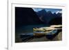 Canoes at Moraine Lake in Banff-W. Perry Conway-Framed Photographic Print