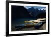 Canoes at Moraine Lake in Banff-W. Perry Conway-Framed Photographic Print