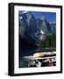 Canoes for Hire on Shore of Moraine Lake, Alberta, Canada-Ruth Tomlinson-Framed Photographic Print