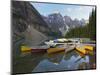 Canoes Moored on Moraine Lake, Banff National Park, UNESCO World Heritage Site, Alberta, Rocky Moun-Martin Child-Mounted Photographic Print