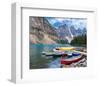 Canoes Moraine Lake Banff Park-null-Framed Art Print