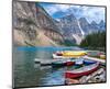 Canoes Moraine Lake Banff Park-null-Mounted Art Print