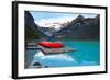 Canoes of Lake Louise, Alberta, Canada-George Oze-Framed Photographic Print