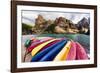 Canoes on a Dock, Alberta, Canada-George Oze-Framed Photographic Print