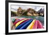 Canoes on a Dock, Alberta, Canada-George Oze-Framed Photographic Print