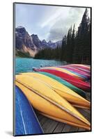 Canoes on a Dock, Moraine Lake, Banff National Park, Canada-George Oze-Mounted Photographic Print