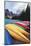 Canoes on a Dock, Moraine Lake, Banff National Park, Canada-George Oze-Mounted Photographic Print